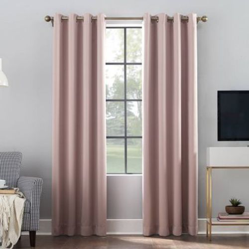 52"x84" Sun Zero 100% Blackout Oslo Theater Grade Grommet Curtain Panel Blush: Noise Reduction, Energy Efficient