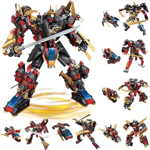 QLT QIAOLETONG 12 in 1 Transforming Mecha Robot Building Set,Mech Model Building Kit, 542 PCS Compatible with Lego Ninja Mech Warrior Cool Robots Toys Gift for Adults and Kids Boys 6 7 8 10+