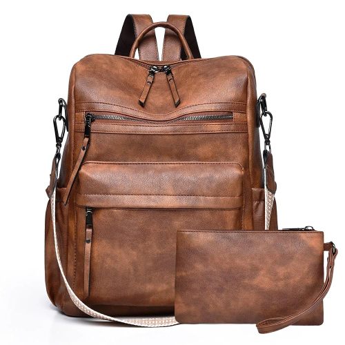 Dora & Liz Womens Backpack Purse Leather Fashion Travel Backpack Purse for Women Designer Ladies Shoulder Bags with Wristlet