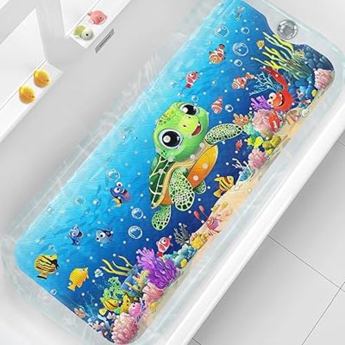 XIYUNTE Baby Bath Mat for Tub Non Slip Kids Bath Mat - 40''x16'' Extra Long Kids Bath Tub Mat Non Slip, Eco-Friendly Toddler Bath Mats with Suction Cups for Secure Grip, Easy to Clean & Easy Drying
