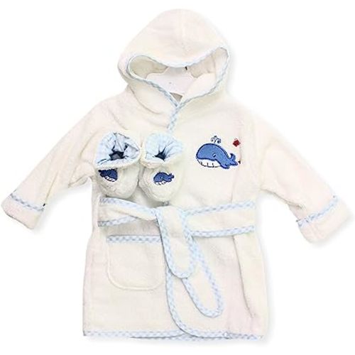 Spasilk 100% Cotton Hooded Terry Bathrobe with Booties — Baby Girl Gifts — Baby Boy Gifts — Shower Gift