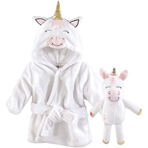 Hudson Baby Unisex Baby Plush Bathrobe and Toy Set
