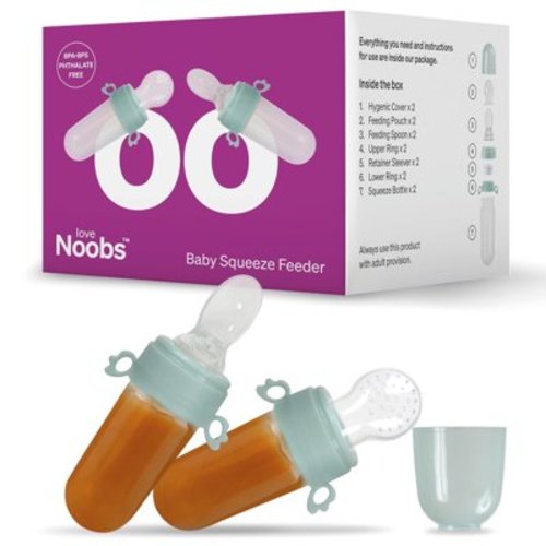 Baby Squeeze Food Dispenser by LoveNoobs™, 2 Count, Use 3 Ways: Food Feeder + Feeding Spoon + Self Feeding Baby Bottle, BPA-BPS-Phtalate Free