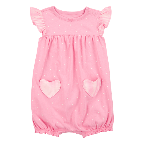 Baby Heart Short-Sleeve Cotton Romper - Pink - Carter's | Carter's