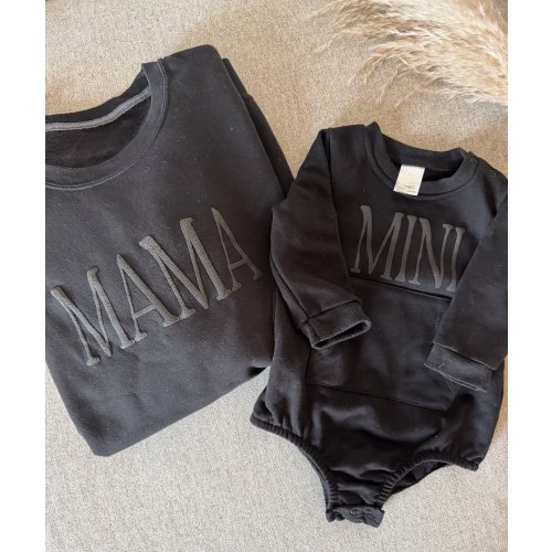 Personalized Mommy and Me Matching Puff Vinyl Apparel / Crewneck, Bubble Romper, Mama, Mini, Custom, Neutral, Sleeve Customization