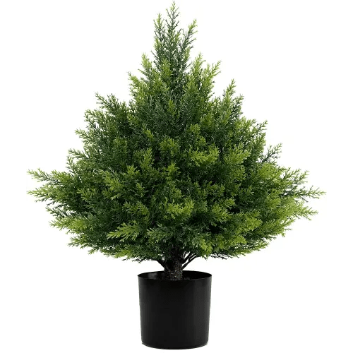 Artificial Cedar Topiary Ball Tree One 21''T Artificial Topiary Tree UV Resistant Potted Plant Artificial Shrubs for Indoor Outdoor