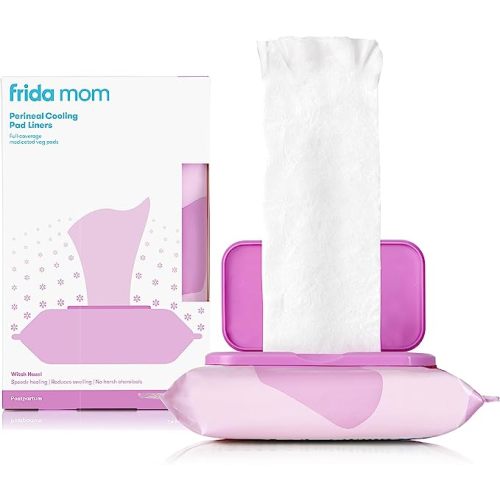Frida Mom Witch Hazel Perineal Cooling Pad Liners for Postpartum Care, Hospital Bag Essentials for Pain Relief After Birth, Full-Length Medicated Cooling Pad Liners (24ct) - Perineal Cooling Pad Liners 24ct