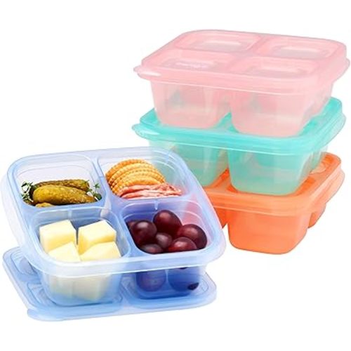 Bentgo Easyboxes 4-Compartment Snack Containers - 8-Piece Set with 4 Trays & 4 Custom-Fit Lids to Seal in Freshness - Reusable Food Storage & Meal Prep Bento BPA-Free Containers (Pastels)