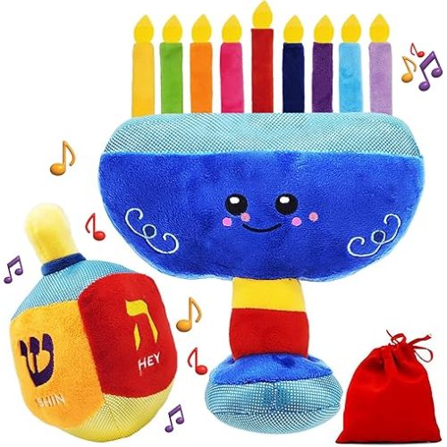 The Dreidel Company Hanukkah Plush Menorah and Dreidel - (Plush Dreidel & Menorah Set)