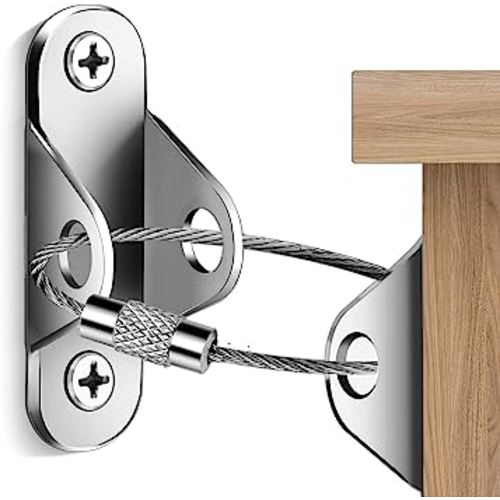 Furniture Anchors (10 Packs) Anti Tip Furniture Anchors for Baby Proofing, Furniture Wall Anchor Earthquake Straps for Furniture Dresser Wall Safety Anchor Furniture Fasteners to Wall, Silver