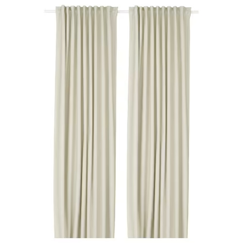KORGMOTT black-out curtains, 1 pair, beige/with heading tape, 57x98" - IKEA US