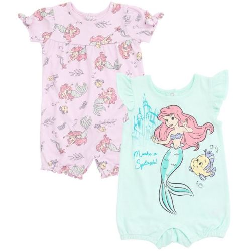 Disney Princess Ariel Newborn Baby Girls 2 Pack Rompers Blue / Purple Newborn