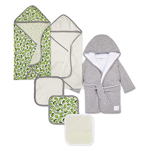 Burt's Bees Baby Bath Bundle- Hooded Towel, Washcloths & Robe Gift Set, 100% Organic Cotton
