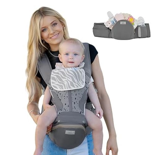 MOMTORY StowNGO Pro Baby Carrier, Safety-Certified 6-in-1 Baby Carrier Newborn to Toddler, Detachable Baby Holder Carrier with Hip Seat, Ergonomic Cozy Baby Front and Back Carrier for 7-50lbs