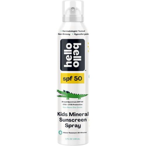 Hello Bello SPF 50 Kids Mineral Sunscreen Spray, Hypoallergenic Broad Spectrum UVA and UVB Protection, Reef Friendly and Water Resistant, 5 oz