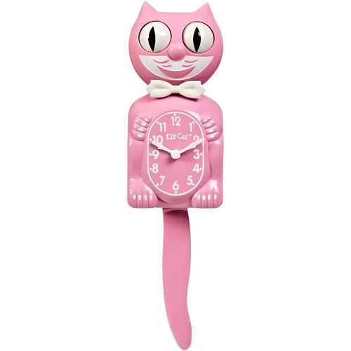 Kit-Cat Klock® Limited Edition Pink Satin kit - Iconic Retro Cat Clock with Moving Eyes and Tail, Battery Operated Wall Clock, Made in USA, Perfect for Home Decor, Mid-Century Modern Clock