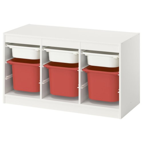 TROFAST Storage combination with boxes - white white/red 39x17 3/8x22 "