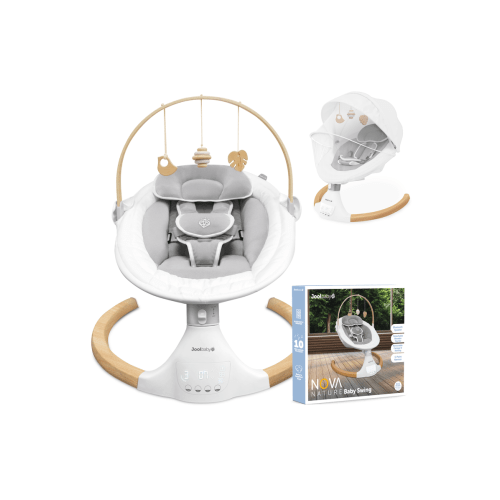 Nova Nature Baby Swing for Newborns - Natural Wood Toys, Electric Motorized Infant Swing, Bluetooth Music