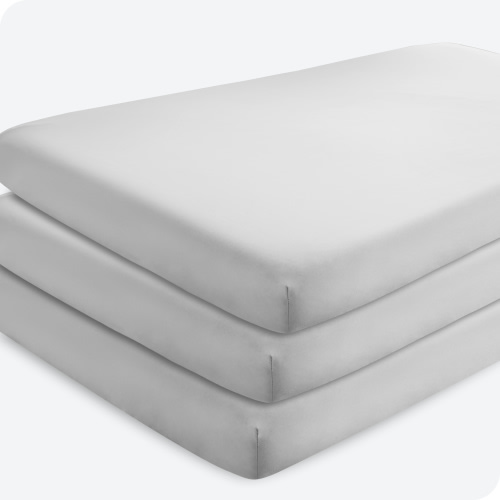 Bare Home 3 Pack Fitted Sheets - Premium 1800 Collection - Ultra Soft - Crib, Cloud Gray