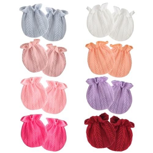 AQOKKA Newborn Baby Mittens No Scratch Cotton Elastic Wrist Gloves Infant Toddler Mittens for Baby Boy Girl 0-6 Months