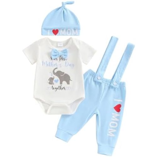 Newborn Baby Boy Clothes Short Sleeve Romper and Pants Hat Infant Boy Coming Home Outfit 3Pcs
