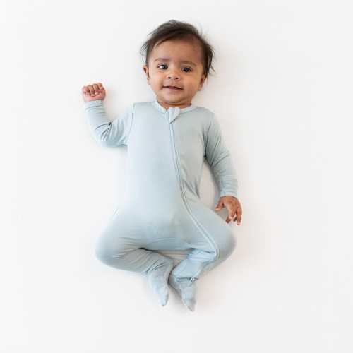 Zippered Footie in Fog-Newborn