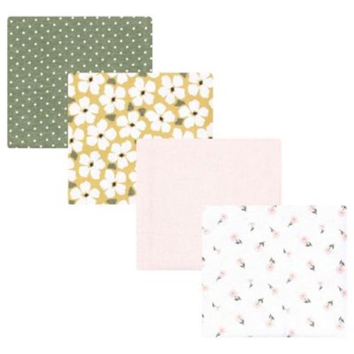Hudson Baby Infant Girl Cotton Poly Flannel Receiving Blankets, Sage Floral, One Size