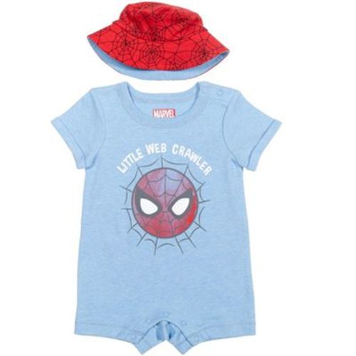 Marvel Avengers Spider-man Newborn Baby Boys Romper And Sunhat Blue / Red 0-3 Months