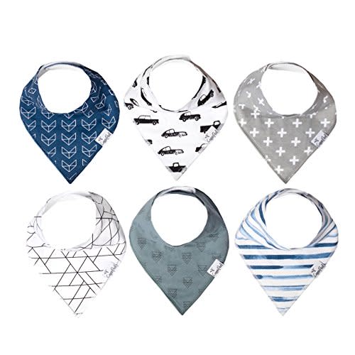 Copper Pearl 6 Pack Soft Cotton Baby Bibs for Drooling and Teething, Absorbent Drool Bibs for Baby Boy, Adjustable to Fit Newborns to Toddlers, Tons of Styles (Rider Set)