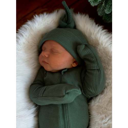 Organic Waffle Knot Beanie, Spruce
