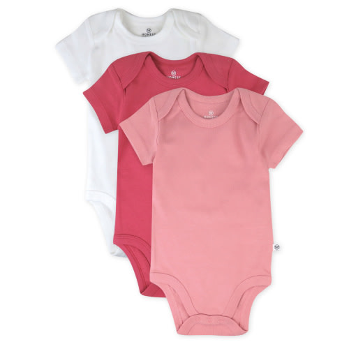Honest Baby Clothing Baby Boy or Girl Gender Neutral Organic Cotton Short Sleeve Bodysuits, 3 Pack (Preemie-24 Months)