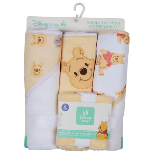 Disney Baby, 6-Piece Bath Set, Blue Mickey Mouse, Yellow Winnie the Pooh