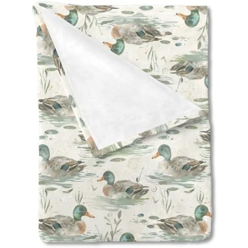 Mallard Duck Birds Baby Blanket, Unisex Cute Duck Animals Leaves Nursery Swaddle Receiving Blanket for Baby Boys Girls, Mallard Duck Pattern Crib Stroller Decor Blanket for Newborn Toddlers-40*50