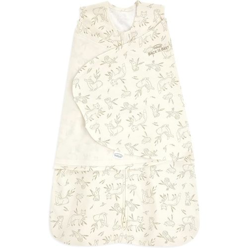 HALO 100% Cotton Sleepsack Swaddle, 3-Way Adjustable Wearable Blanket, TOG 1.5, Lullaby Forest, Small, 3-6 Months