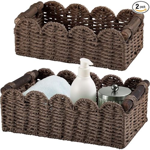 Storage Basket Wicker Baskets for Organizing Toilet Paper Storage Basket for Toilet Tank Top,Brown