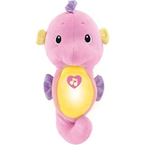 Fisher-Price Musical Baby Toy, Soothe & Glow Seahorse, Plush Sound Machine With Lights & Volume Control For Newborns, Pink Small