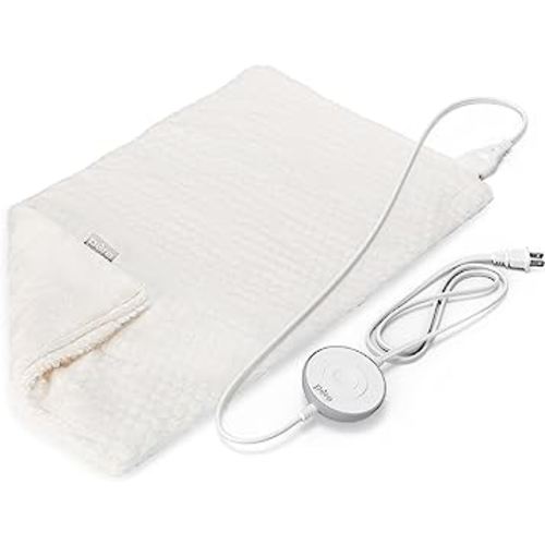 Pure Enrichment PureRadiance Luxury Heating Pad for Cramps, Back, Neck, & Shoulder Pain Relief, Patented Design, Soft Faux Fur & Micromink, 6 Heat Settings, Machine Washable, 12”x24”(Cloud)