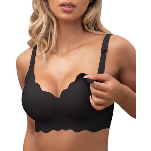 Nursing Bras for Breastfeeding Wavy Seamless Comfort Maternity Bralette Wireless Pregnancy Sleep Bra with Support