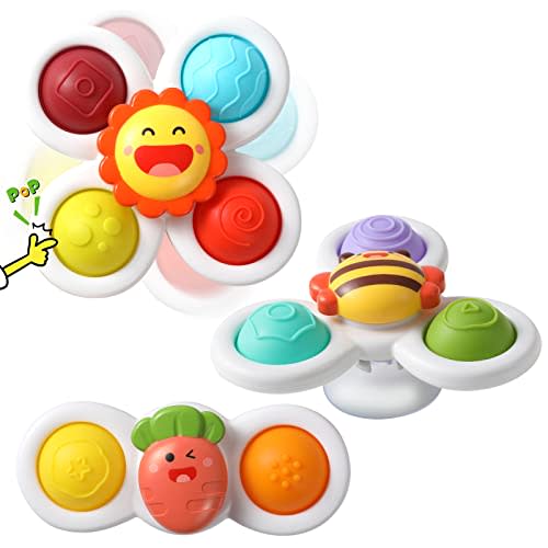 Suction Cup Spinner Toys for Baby,Baby Fidget Spinner Suction,Window Spinner Toys for Toddlers 1-3,Sensory Bath Toys Gift for 1 2 3 Year Old