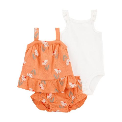 Baby Girl Carter's 3-Piece Floral Top, Bodysuit & Little Shorts Set