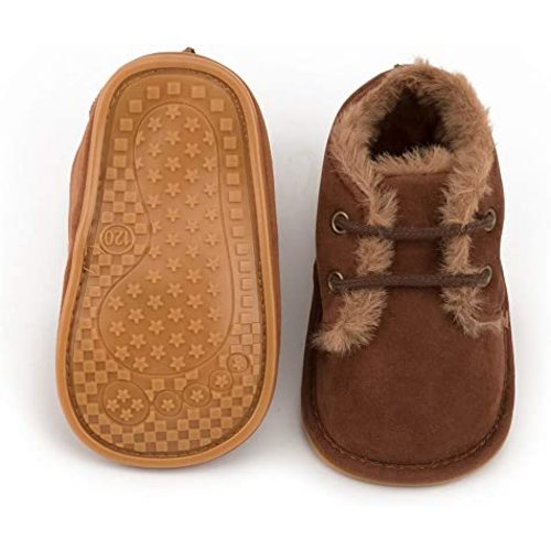 Meckior Baby Booties Newborn Infant Unisex Baby Girls Boys Velvet Rubber Anit-Slip Sole Shoes Toddler Fleece Cozy Winter Warm Prewalker Boots