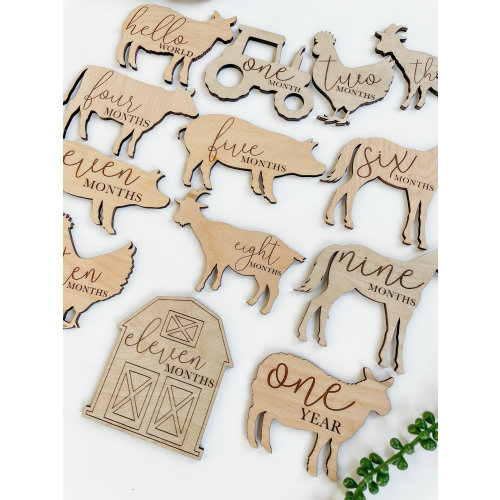 Farm Animal Theme Nursery Baby Milestone Cards | Baby Shower Gift | Personalized Newborn Gift for New Mom