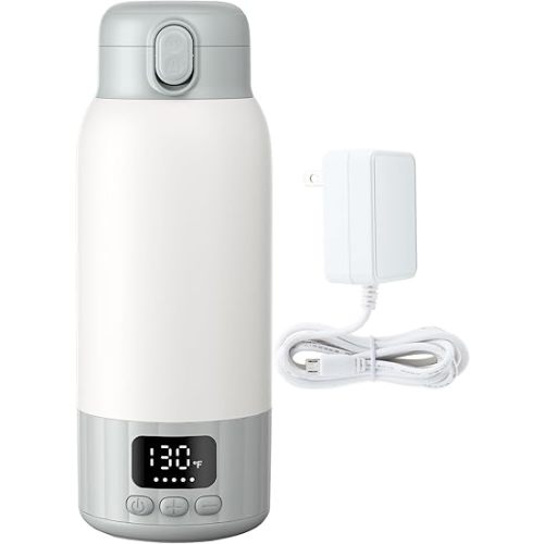 17oz Portable Bottle Warmer for Travel, Milk Warmer, Portable Water Warmer for Breastmilk & Formula, Bottle Warmer On The Go, Fast and Even Heating, Leakproof, with Adapter