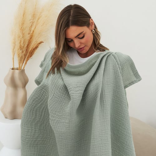 Toorise Muslin Nursing Cover for Baby Breastfeeding, Soft Breathable Cotton Breastfeeding Cover for Mom Breathable Privacy Nursing Covers with Arch Neckline