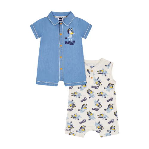 Bluey Baby Boy 2 Pack Rompers, Sizes 0/3 Months-24 Months
