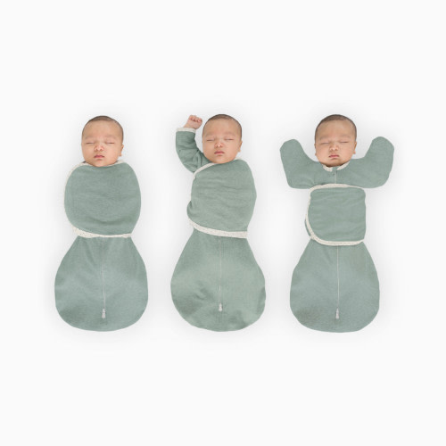 SwaddleDesigns Omni Swaddle Sack with Arms Up Half-Length Sleeves and Mitten Cuffs - Heathered Jadeite, Small 6-14 Lbs (0-3 Months)