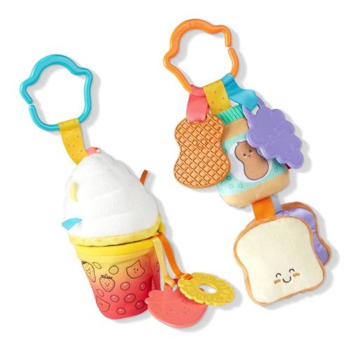 Melissa & Doug Multi-sensory Take-along Clip-on Infant Toy 2pk (pb&j And Bubble Tea)
