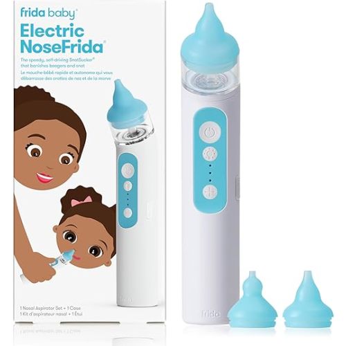 Frida Baby Electric NoseFrida Nasal Aspirator for Baby, Nose Sucker for Baby & Toddler, Upgraded Nasal Aspirator for Congestion Relief with 3 Suction Levels, 2 Silicone Tips, USB