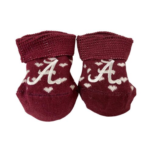 Two Feet Ahead Heart Bootie Socks Soft, Cozy & Machine Washable Organic Cotton Stay-on Socks for Girls and Boys - Made in USA (Heart)