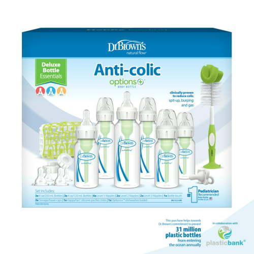 Dr. Brown's Natural Flow Anti-Colic Options+ Deluxe Bottle Essentials Gift Set, BPA Free, 0m+